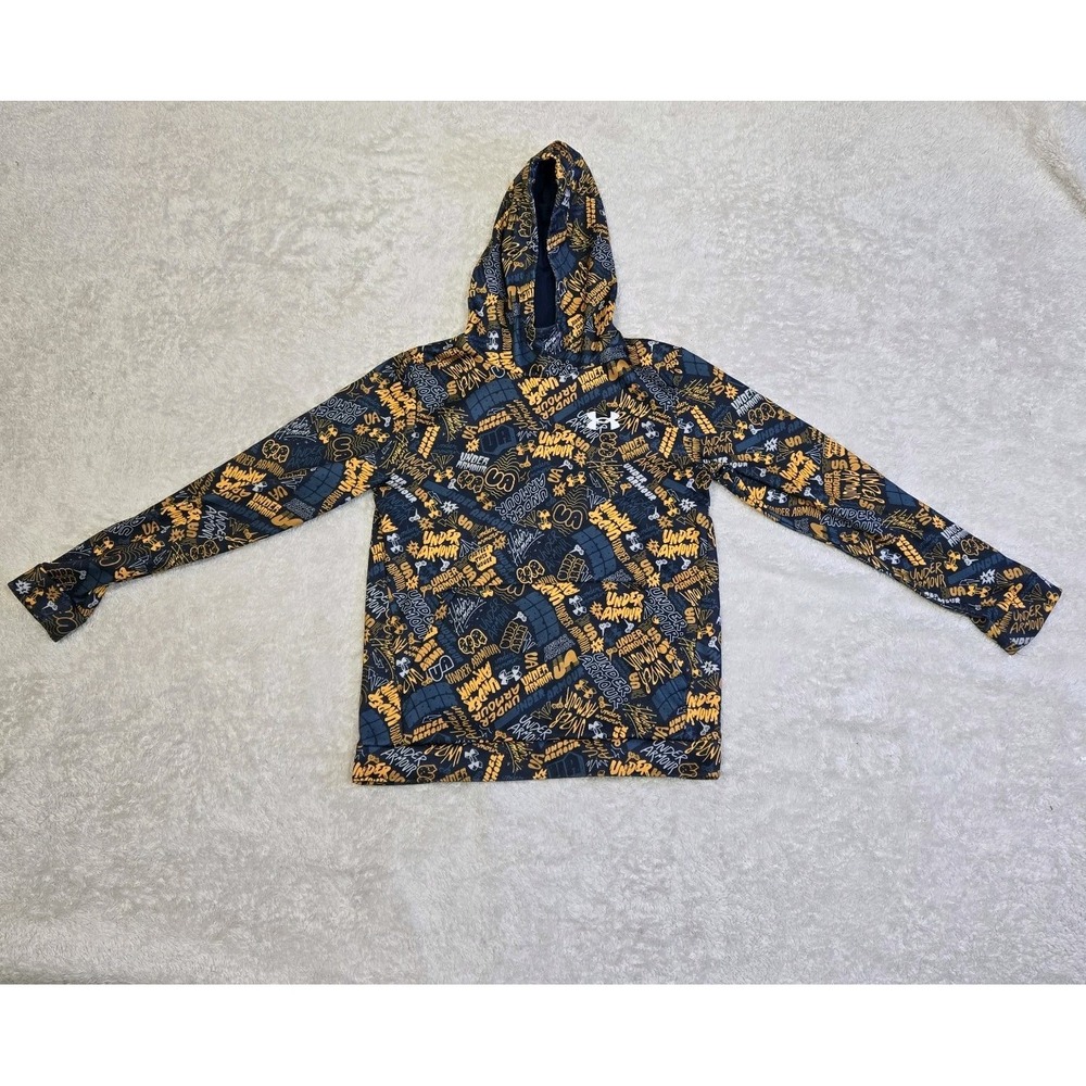 Under Armour Graffiti Pullover Hoodie Lightweight Sweatshirt Print Logo Youth L